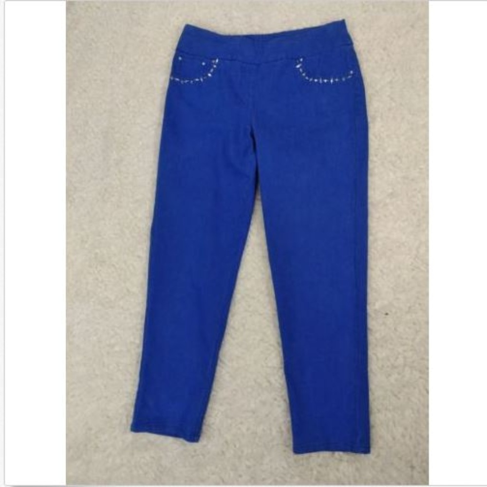 Ruby Rd Pants Blue Stretch Studded  Size 8